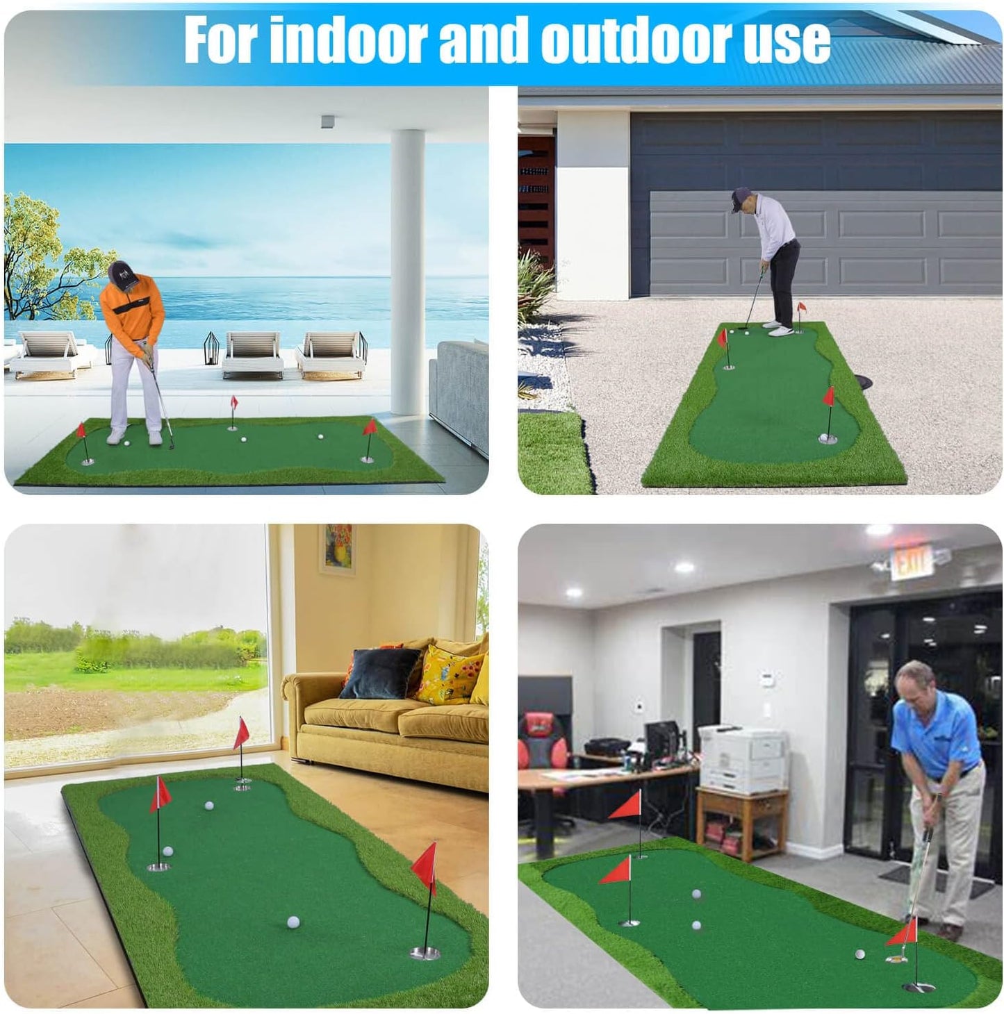 Golf Putting Green/Mat-Golf Training Mat- Professional Golf Practice Mat- Green Long Challenging Putter for Indoor/Outdoor