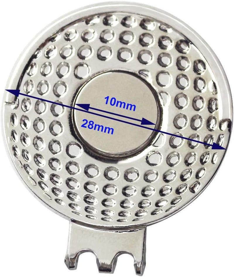 Golf Ball Marker Hat Clip Poker Chip 0.96 Inch Ball Markers Golf Gift for Men Women Golfer Assorted Pattern Stainless Iron 2 Hat Clip with 2 Golf Marker (Total 4 PCS)