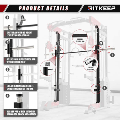 PMAX 5600 Home Gym Smith Machine - Integrated Weight System