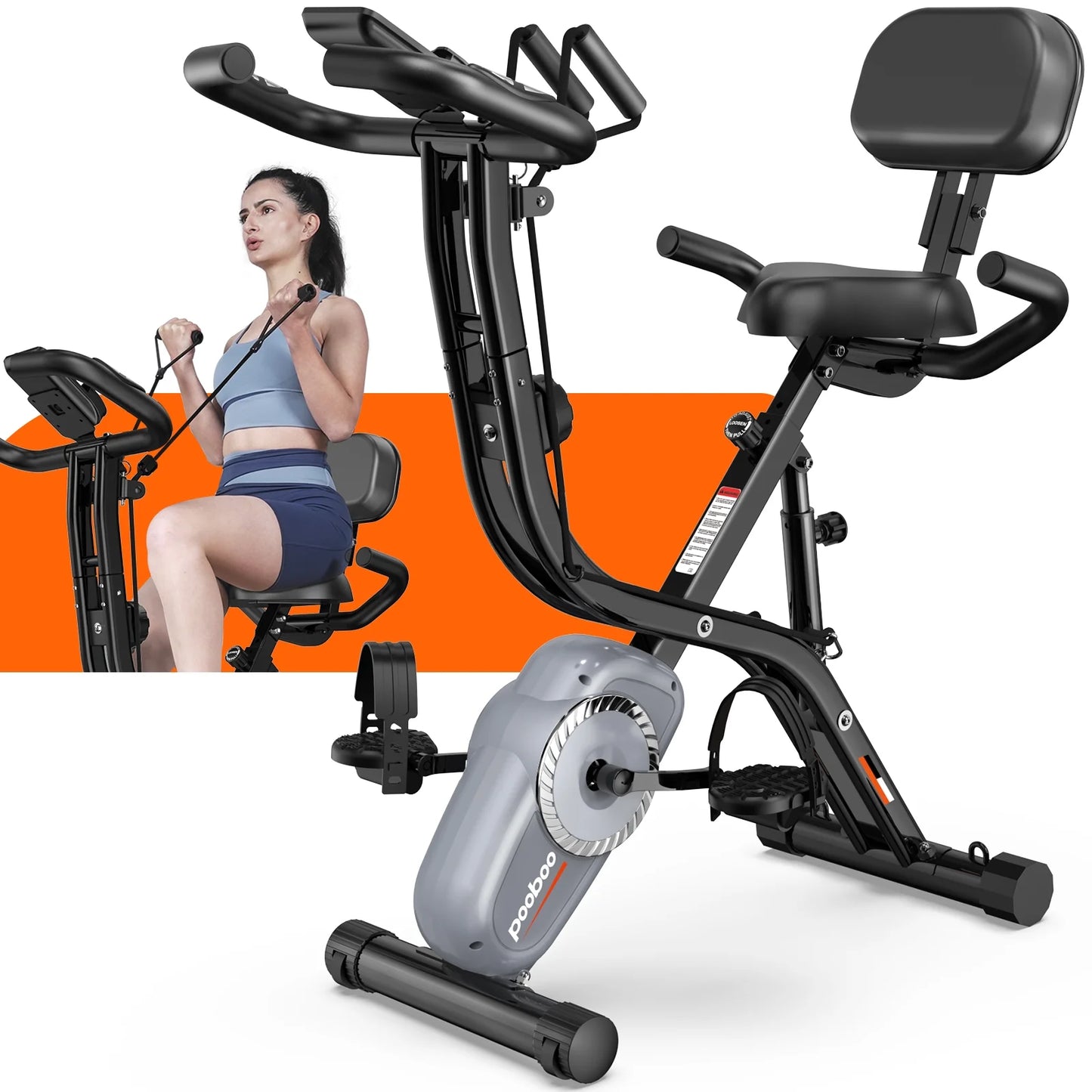 4-In-1 Folding Stationary Upright Recumbent Exercise Bike Machine Home 300 Lbs Adjustable Height Easy to Get On/Off