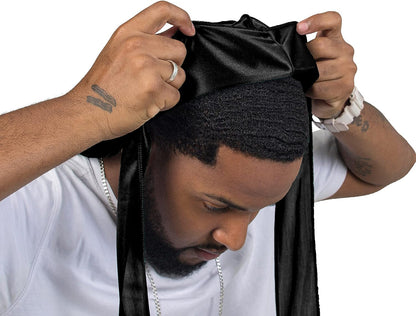 2 Pieces Silky Durag Pack for Men Women Waves, Premium Satin Deluxe Du-Rag