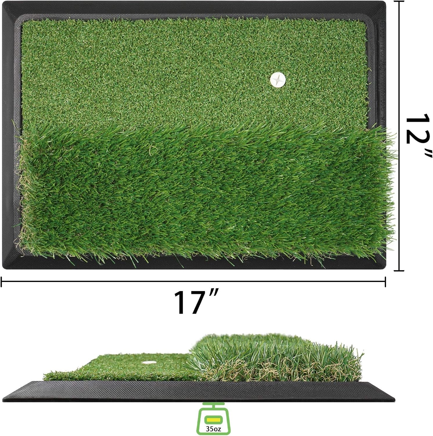 Golf Mat, 18.5" X 16.5" Golf Hitting Mat with Golf Ball Tray, Foldable Premium Double Turf, Golf Accessories Golf Gift for Men, 9 Golf Tees