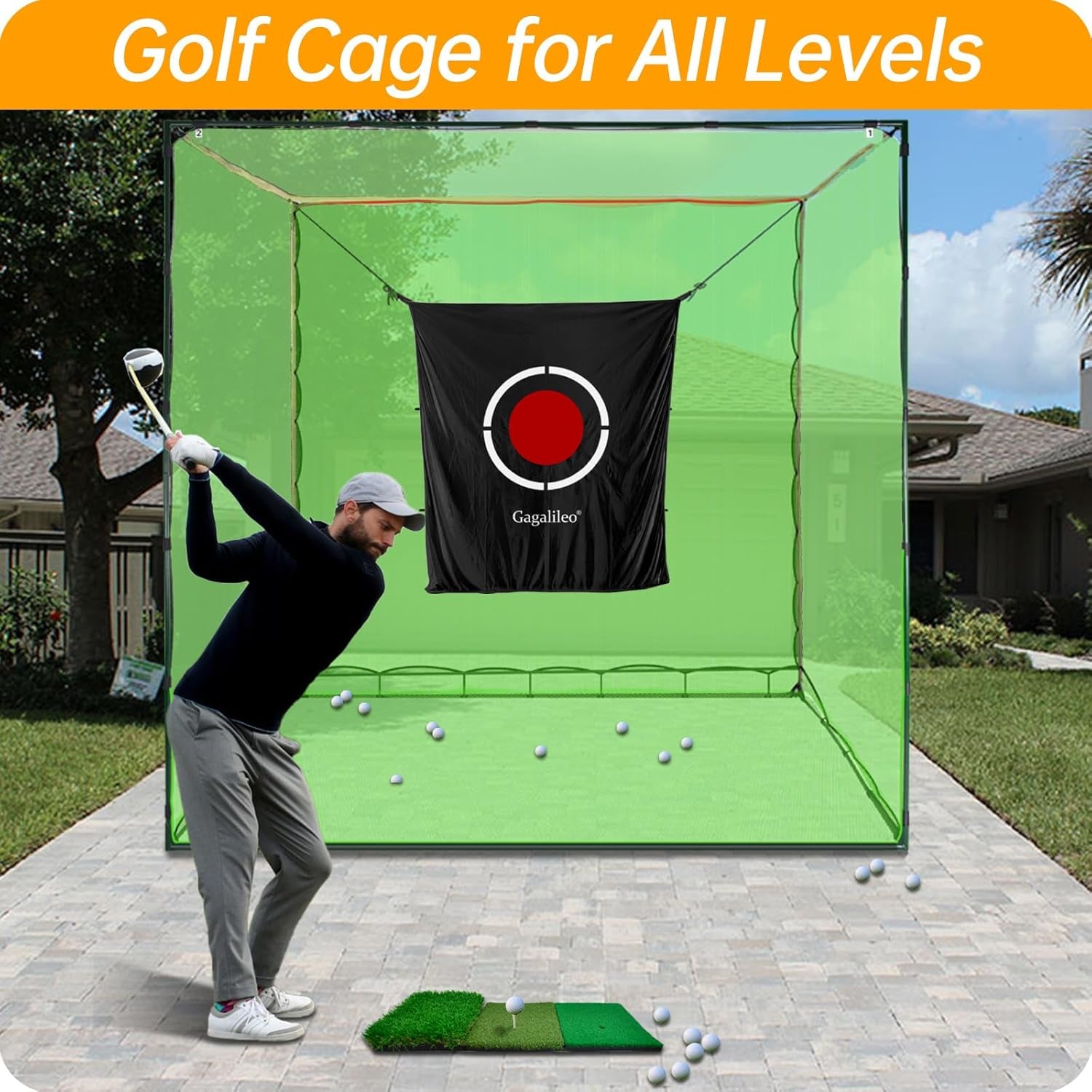 Golf Practice Hitting Nets for Backyard Driving Indoor Use Heavy Duty Practice Golf Driving Nets for Backyard Premium Portable Golf Impact Nets Cages with Frame