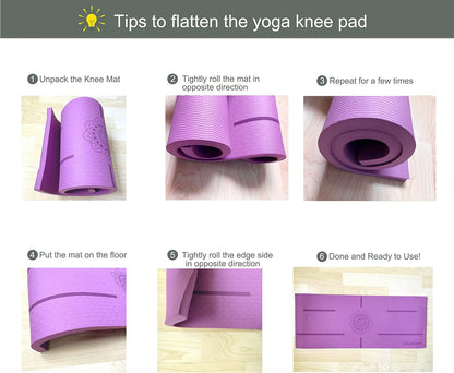 Yoga Knee Pad Cushion, Extra Thick (0.6Inch/15Mm), Extra Wide (26Inch/65Mm), W/Carry Strap, TPE Yoga Accessories for Women and Men, for Knee and Elbow Cushion in Yoga/Plank/Floor Exercises