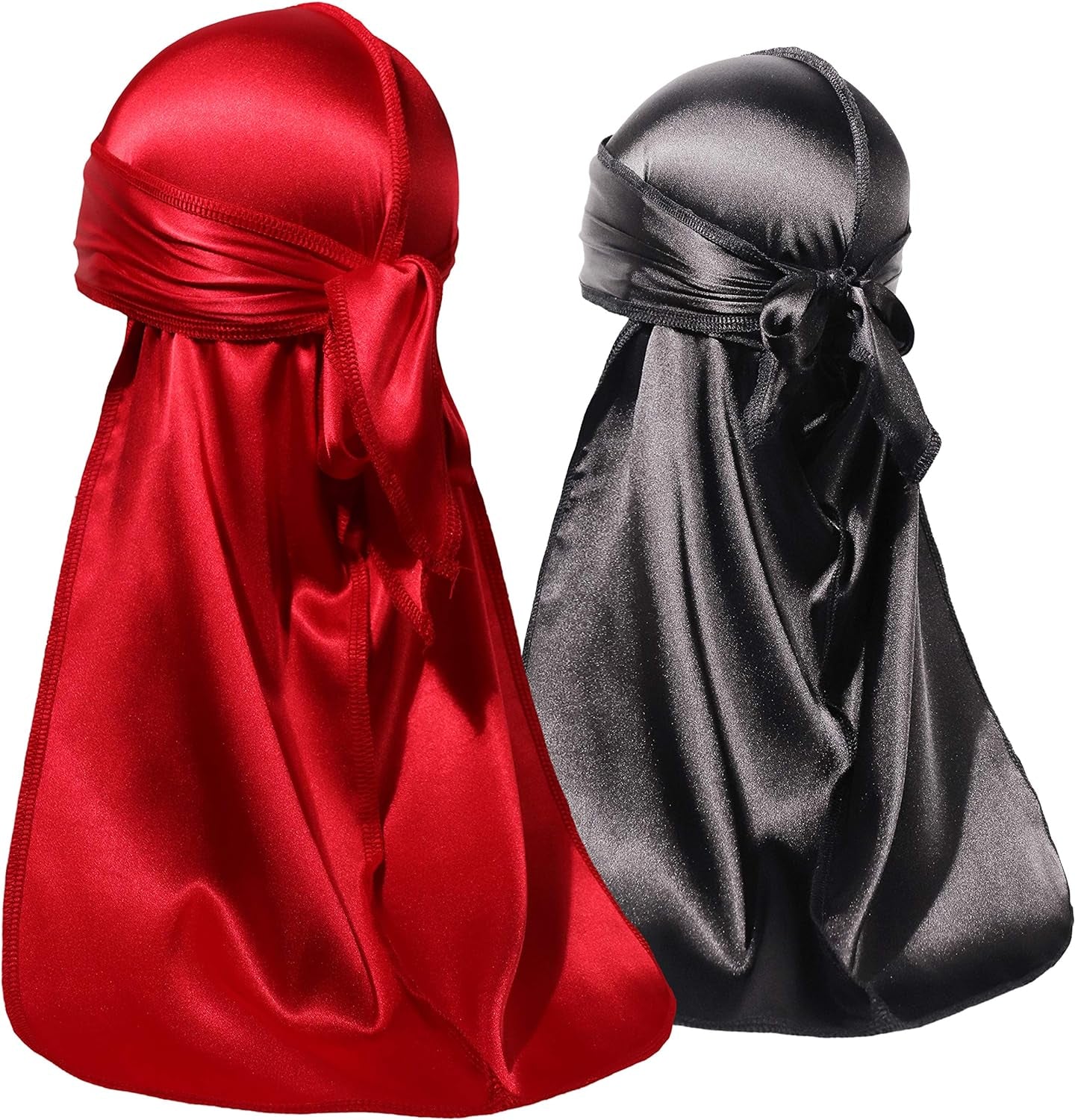 2 Pieces Silky Durag Pack for Men Women Waves, Premium Satin Deluxe Du-Rag