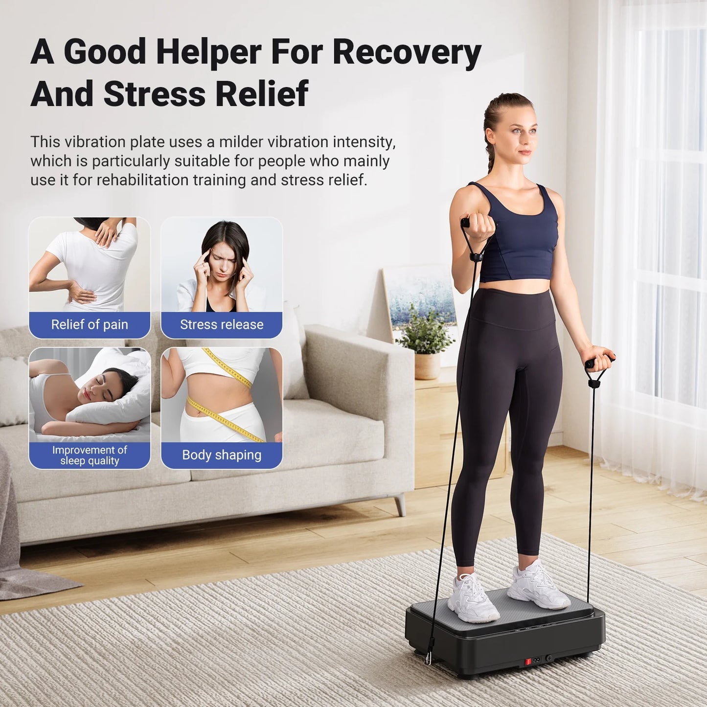 Vibration Plate Exercise Machine Mini for Lymphatic Drainage Whole Body Shaker Weight Loss for Women Men Seniors