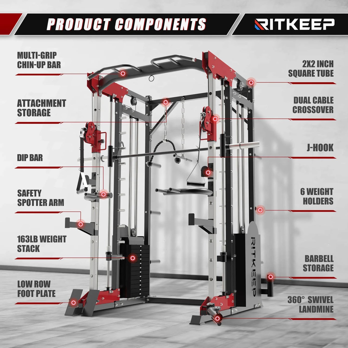 PMAX 5600 Home Gym Smith Machine - Integrated Weight System