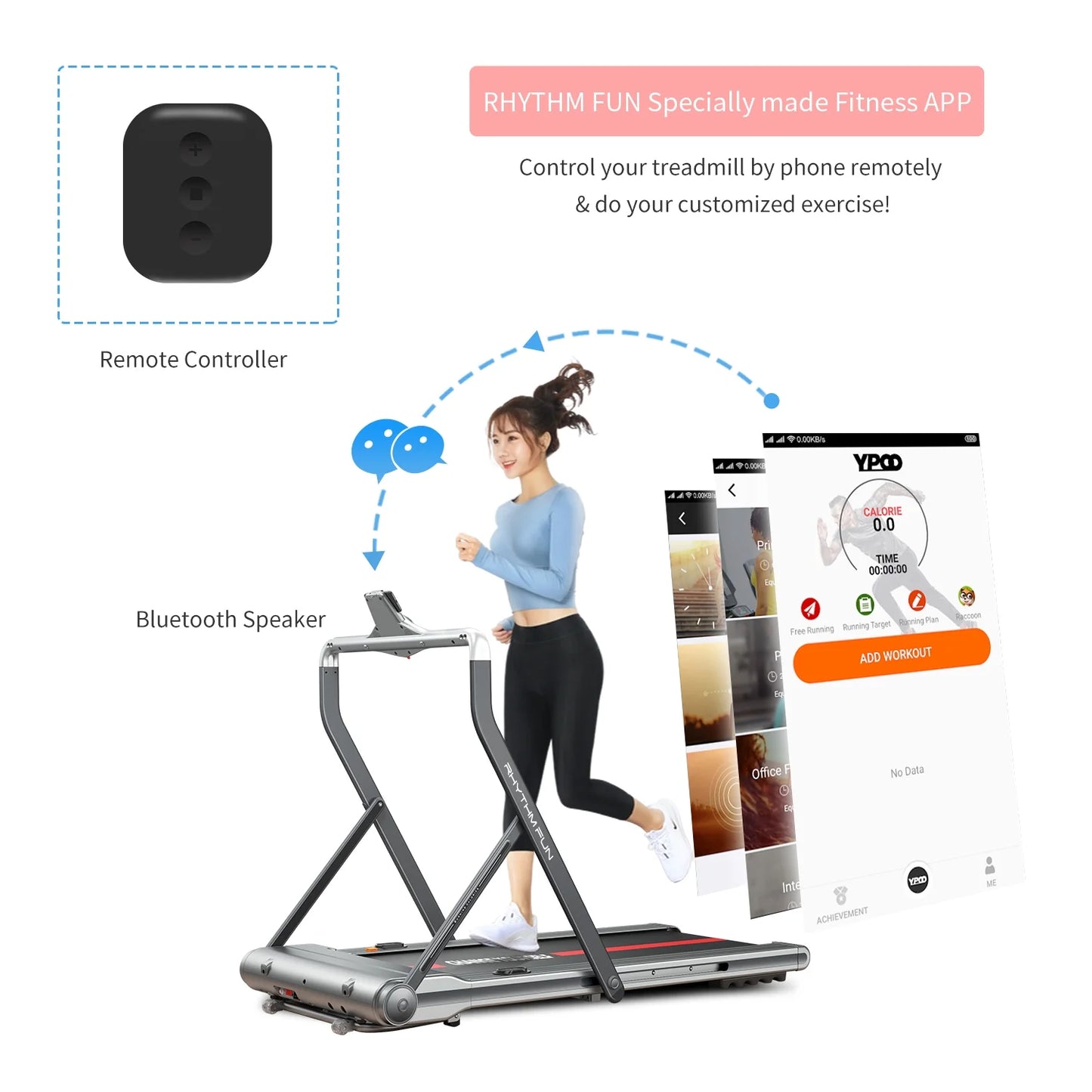 Treadmills for Home 2 in 1 Folding Treadmill under Desk Treadmill Walking Pad with Foldable Handrail 18" Wide Tread Belt Quiet Running Treadmill with Smart Remote Control and Workout App