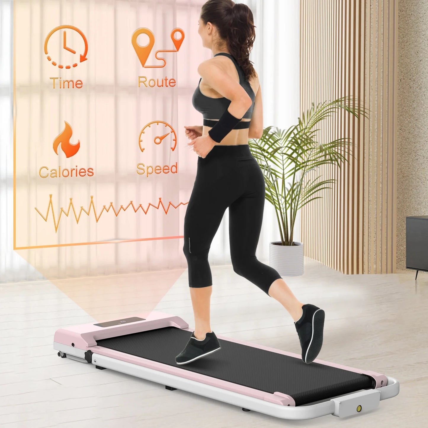 2 in 1 under Desk Treadmill, 2.5HP No Installation Portable Handrail Treadmills Running Machine, 6.25MPH, Treadmill with LED Display and Wireless Remote Control for Home/Office, 265 Lb