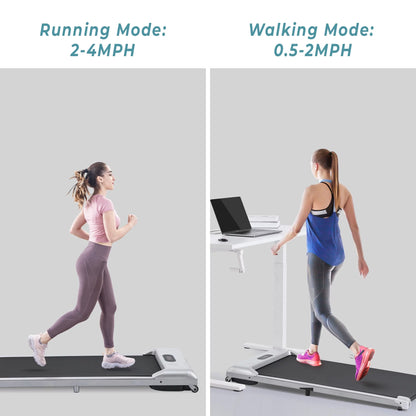 2 in 1 Folding Treadmill, 2.5HP under Desk Electric Treadmill with Bluetooth Speaker, Remote Control and LED Display, Walking Jogging Running Machine Fitness Equipment for Home Gym Office, Silver