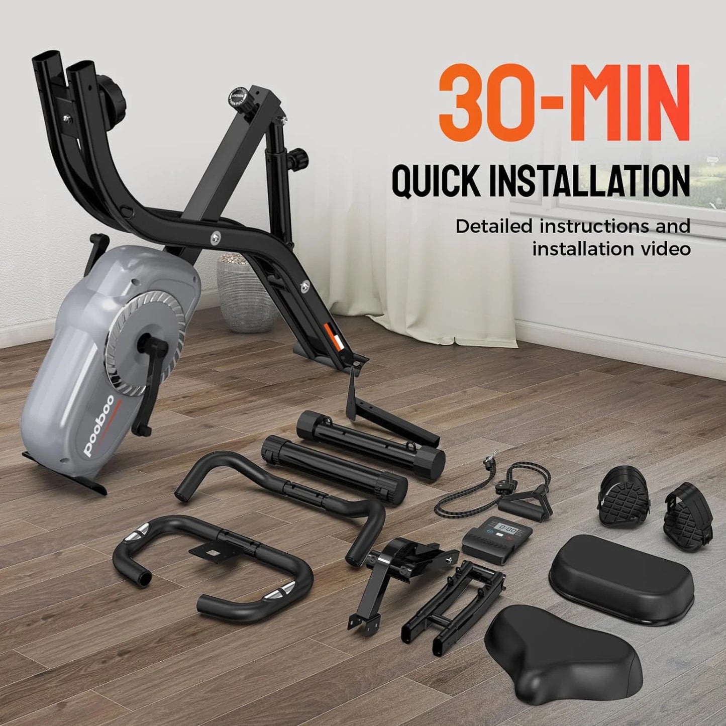 4-In-1 Folding Stationary Upright Recumbent Exercise Bike Machine Home 300 Lbs Adjustable Height Easy to Get On/Off