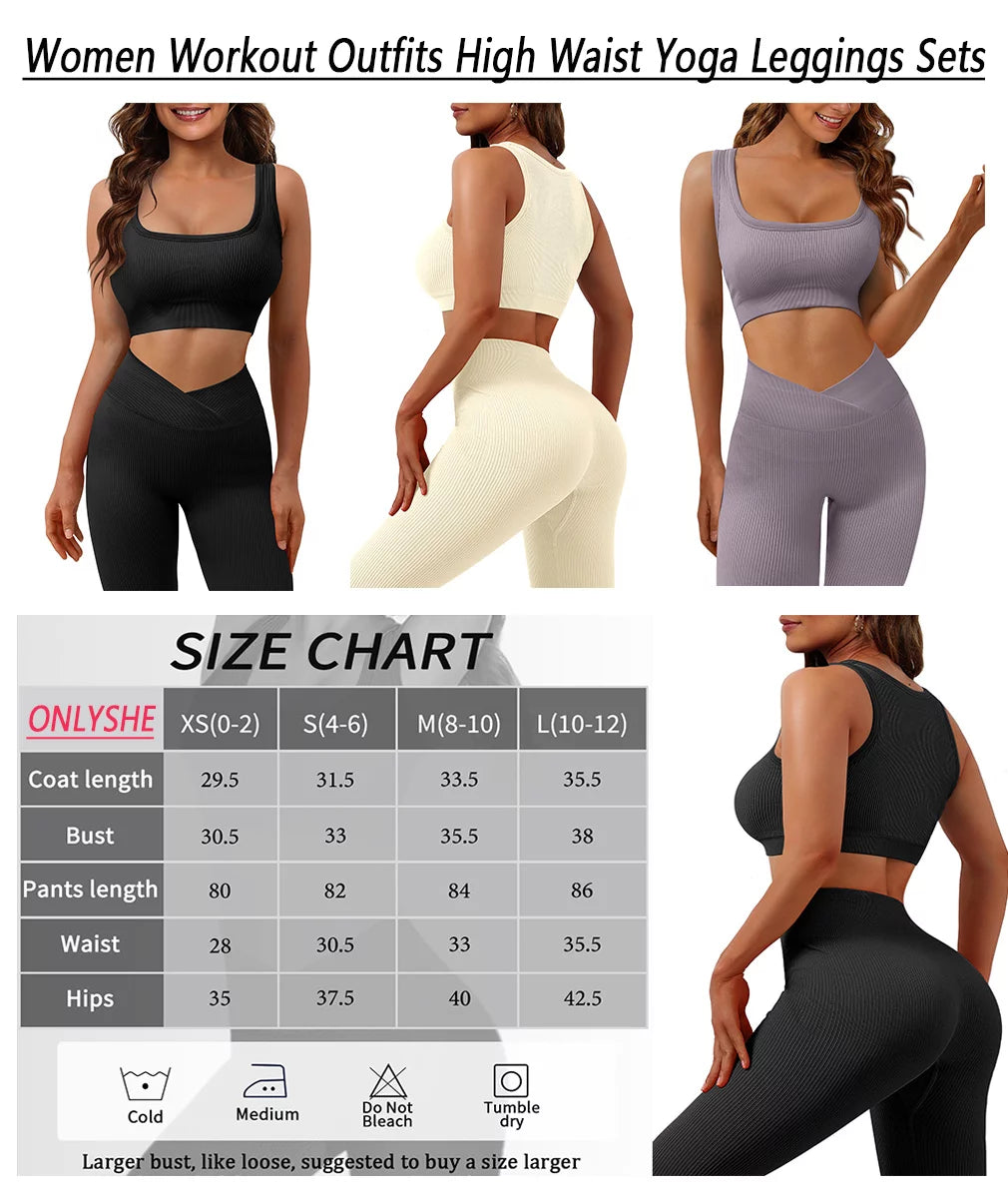 Women Workout Set Seamless 2 Pieces Sleeveless Tank Tops Outfits Casual Sports Sweatsuit Bodycon Shorts and Bra Activewear Tracksuits