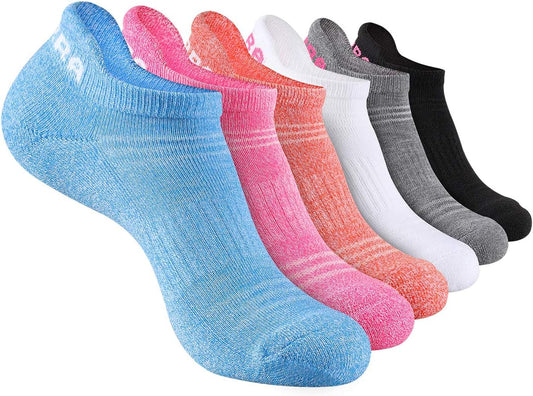 Womens Ankle Socks 6-Pairs Athletic Running Sport Socks with Cushioned Sole