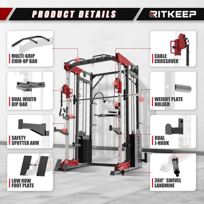 PMAX 5600 Home Gym Smith Machine - Integrated Weight System