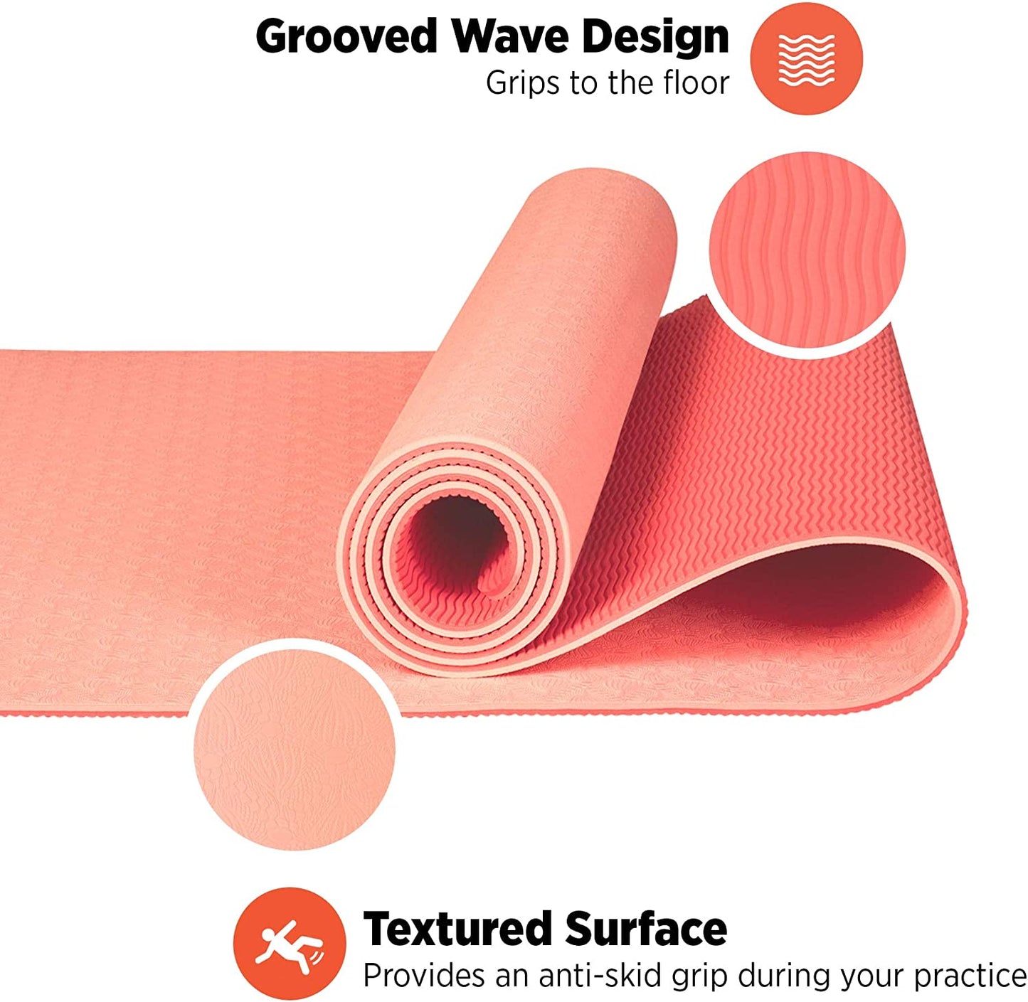 Zuma Yoga Mat for Men & Women - Outdoor & Indoor Non Slip Exercise Mat for Hot Yoga, Pilates, Stretching Floor & Fitness Workouts 6Mm Easy to Clean