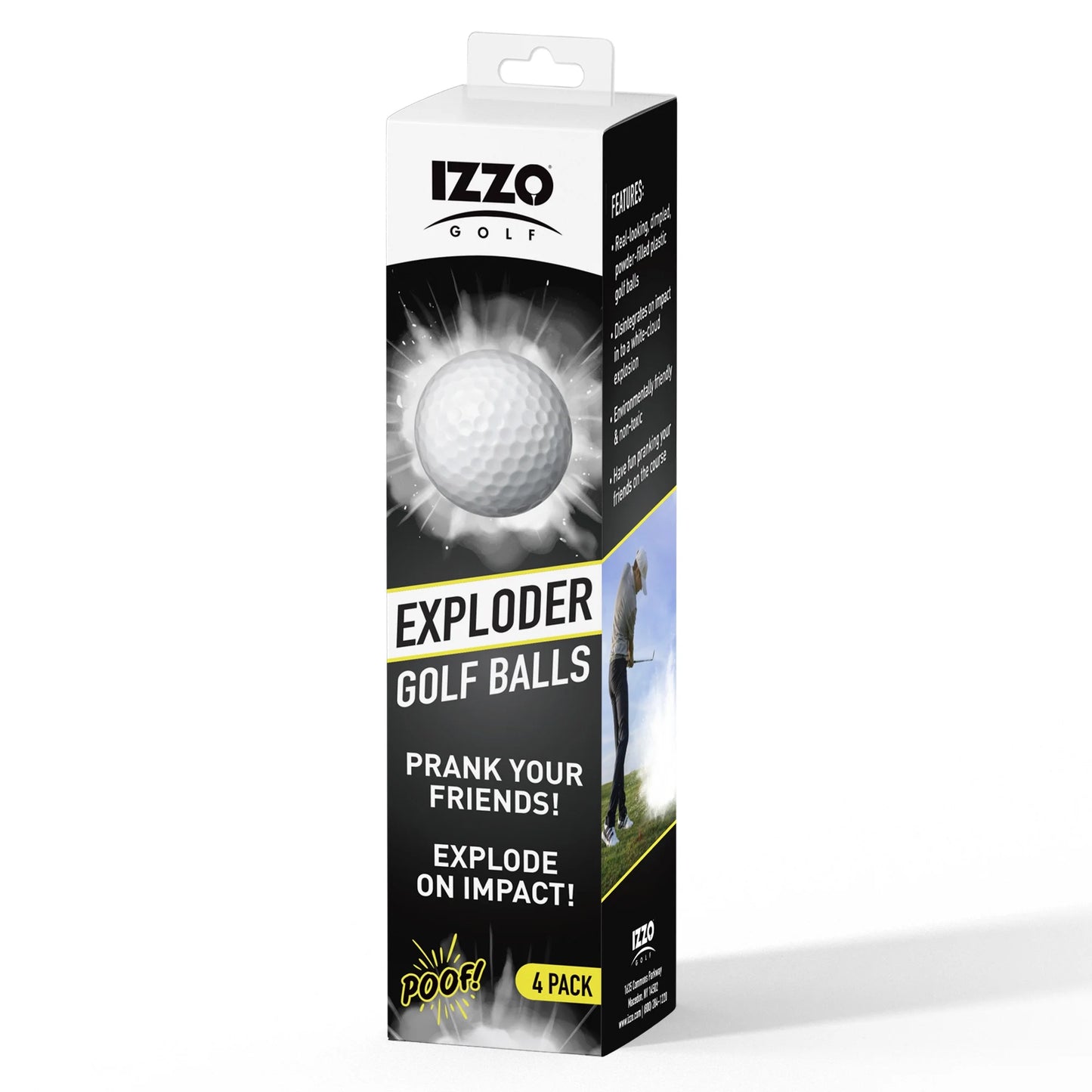 Exploder Prank Golf Balls, White and Dimpled, 4 Pack