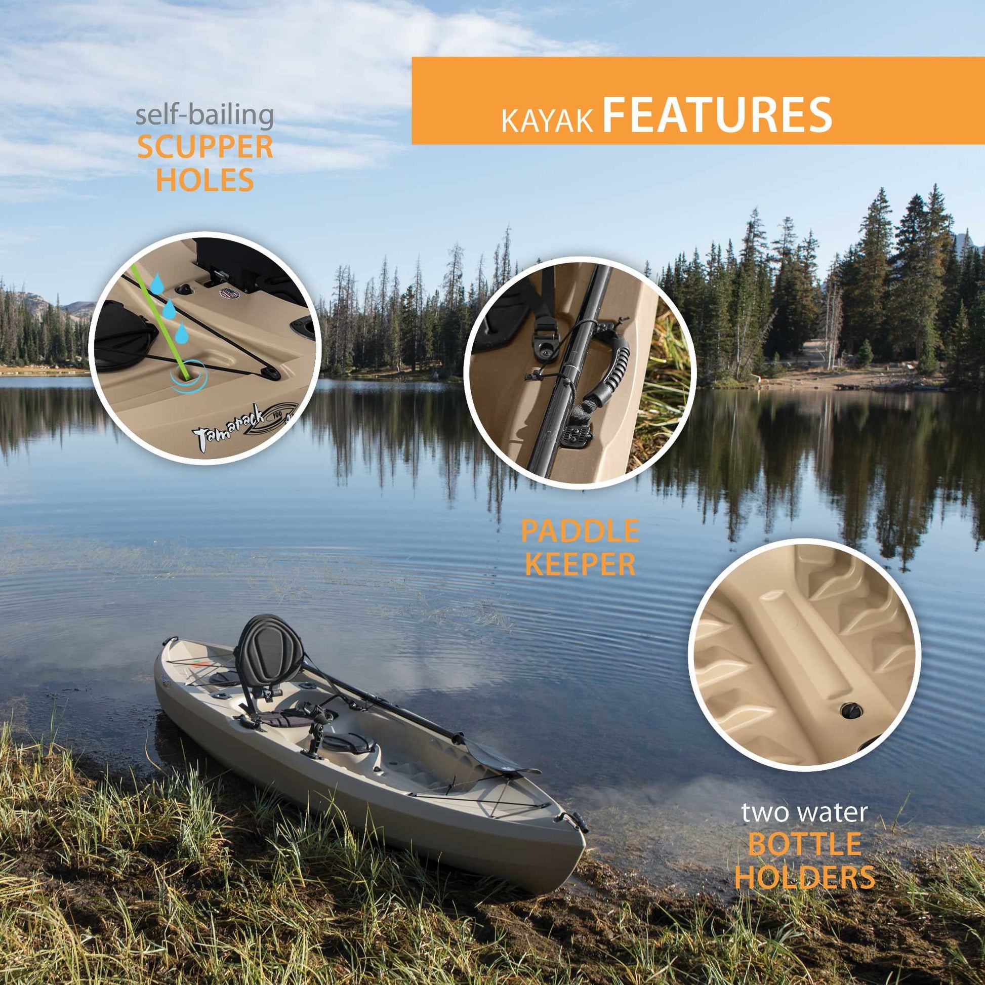 Tamarack Angler 10 Ft Fishing Kayak, Tan (90508)