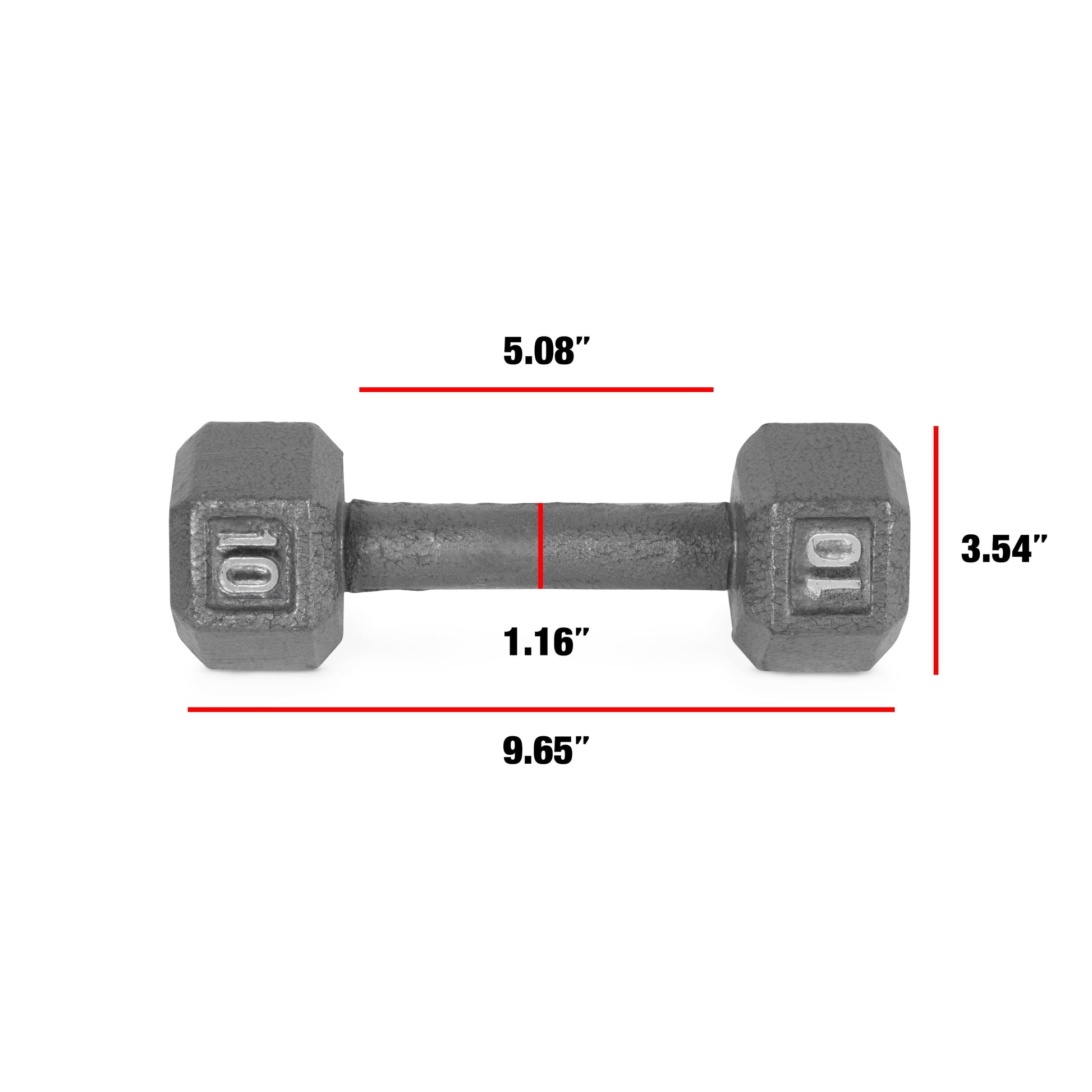 Barbell 10Lb Cast Iron Hex Dumbbell, Single