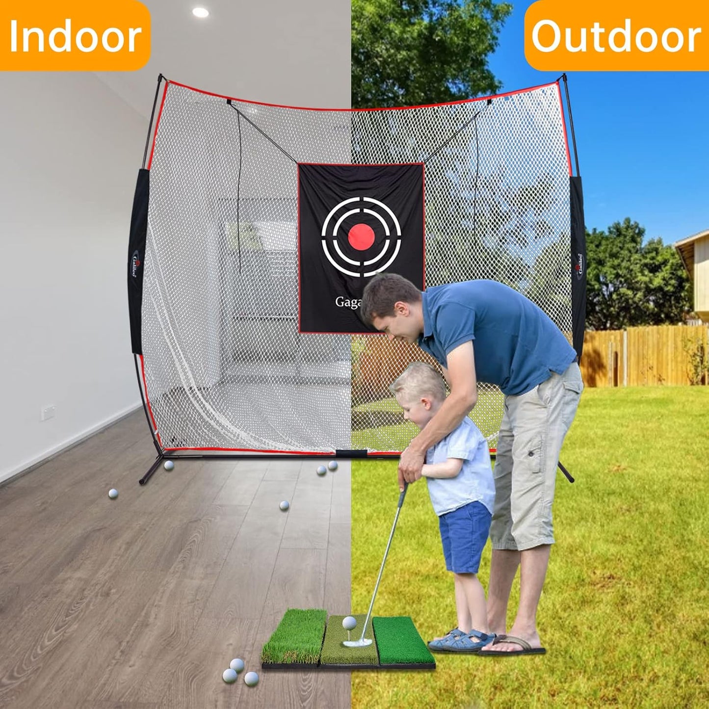 Golf Practice Hitting Nets for Backyard Driving Indoor Use Heavy Duty Practice Golf Driving Nets for Backyard Premium Portable Golf Impact Nets Cages with Frame and Net for Men