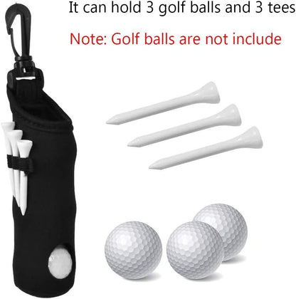 2 Pack Golf Ball Carry Bag Golf Tee Holder Pouch with Light Weight Hook Portable Golf Ball Storage Bag for 3 Golf Ball 3 Tees