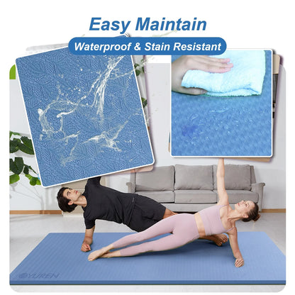 Large Exercise Mat 1/2" Thick TPE Foam 78"X51" Yoga Cardio Heavy Duty Workout Floor Gymnastic Mat Blue