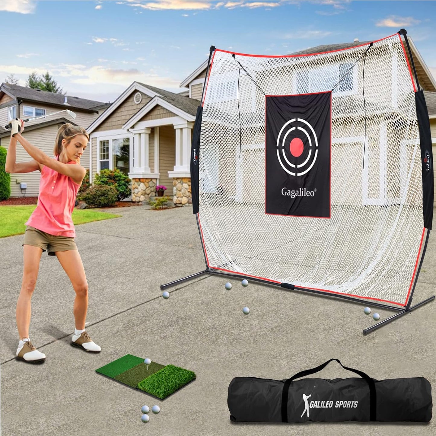 Golf Practice Hitting Nets for Backyard Driving Indoor Use Heavy Duty Practice Golf Driving Nets for Backyard Premium Portable Golf Impact Nets Cages with Frame and Net for Men