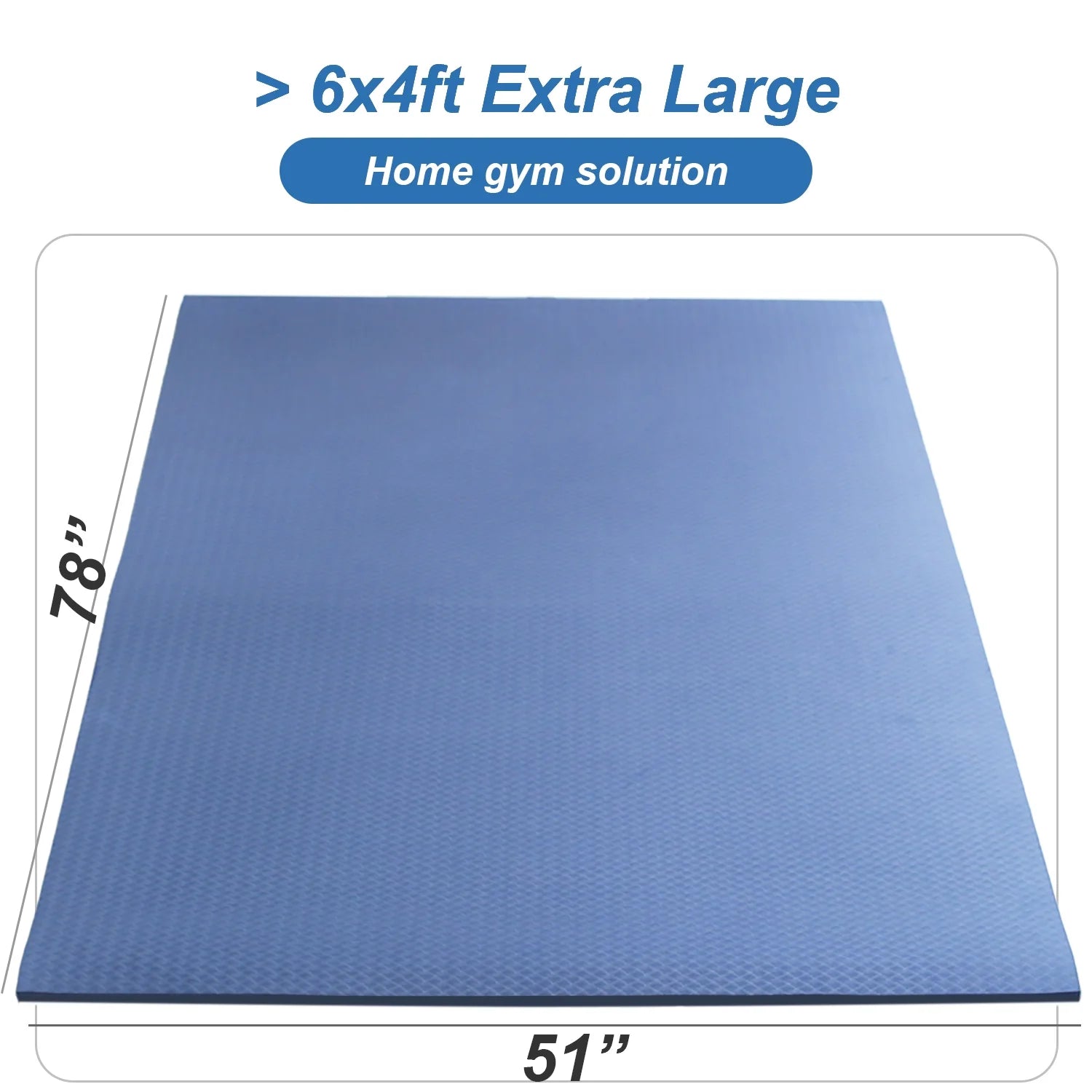 Large Exercise Mat 1/2" Thick TPE Foam 78"X51" Yoga Cardio Heavy Duty Workout Floor Gymnastic Mat Blue