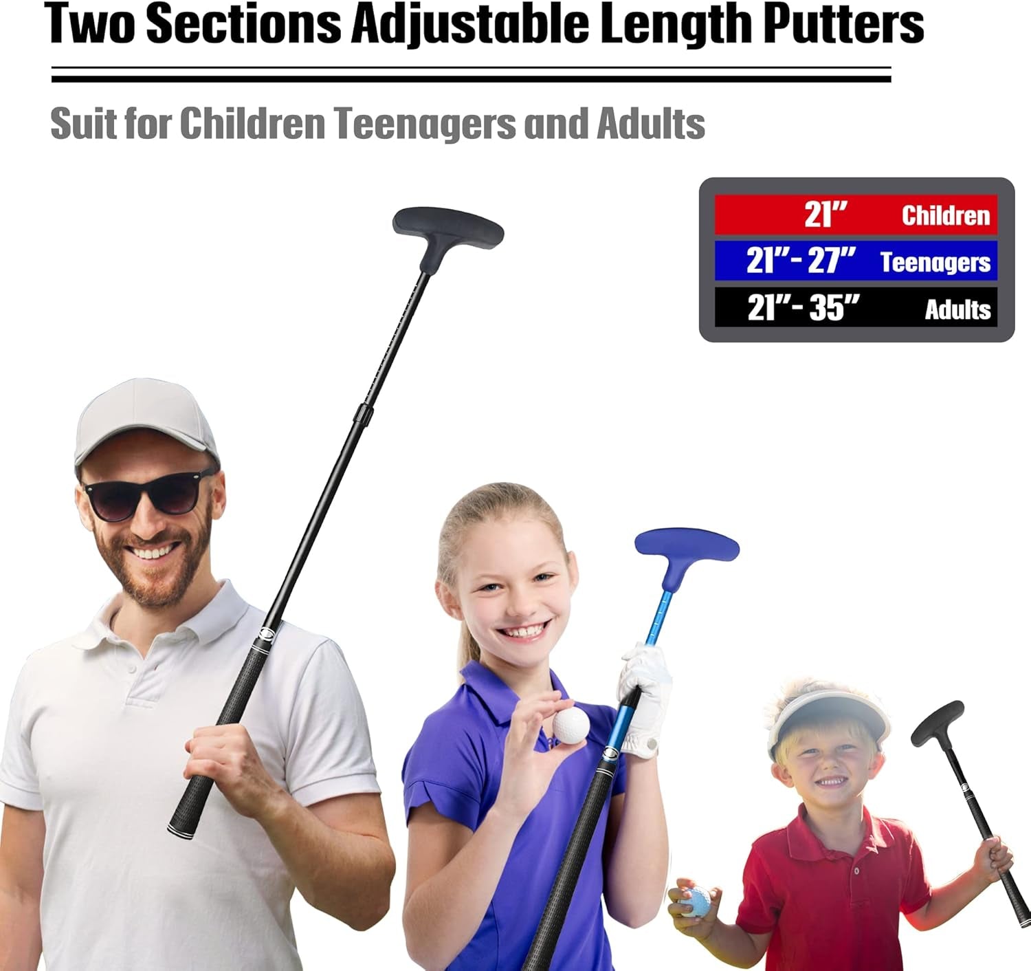 Mini Golf Putter - Golf Putters for Men Right Handed Golfers or Left Handed Golf Putter for Kids and Womens Mini Golf Clubs Set - Two-Way Adjustable Length Putters with 5 Golf Practice Ball