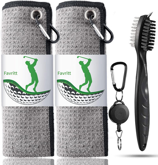 Golf Towel for Golf Bag with Clip and Accessories Set Golf Cleaning Brush Golf Club Cleaner Golf Gift for Men, Women