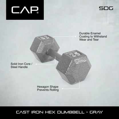 Barbell 10Lb Cast Iron Hex Dumbbell, Single