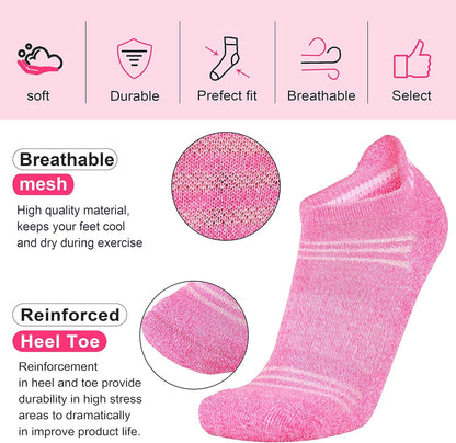 Womens Ankle Socks 6-Pairs Athletic Running Sport Socks with Cushioned Sole