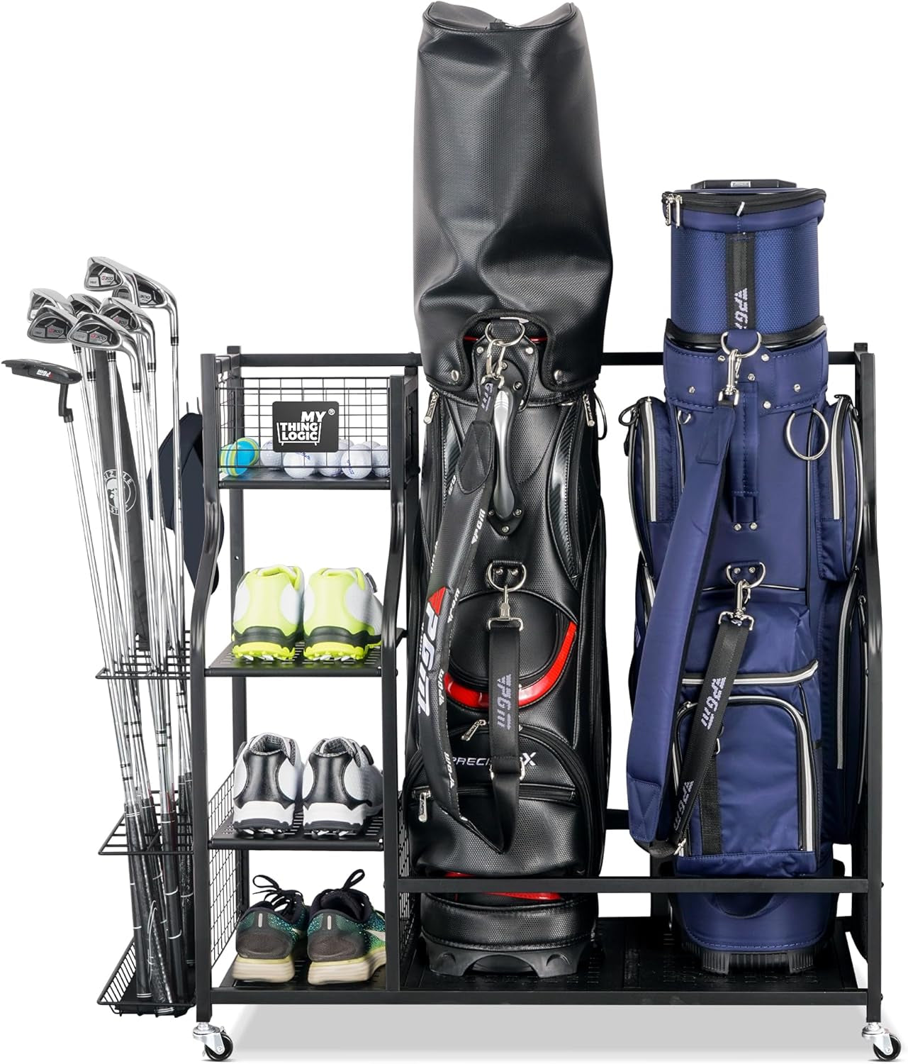 Golf Storage Garage Organizer, Golf Bag Storage Stand and Other Golfing Equipment Rack, Extra Storage Rack for Golf Clubs